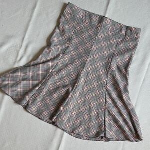 Vintage Spring Street Plaid A-Line Skirt - Gray Yellow and Pink Y2K 90s Size 13